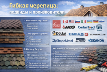 Гибкая черепица: подвиды, производители