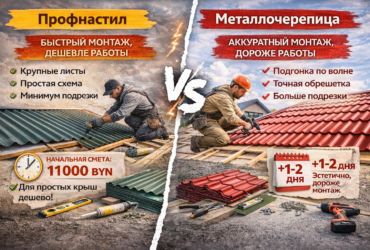 Профнастил или металлочерепица: по монтажу