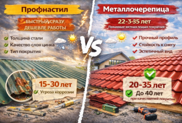 Профнастил или металлочерепица:по сроку службы