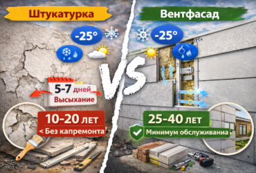 штукатурка или вентфасад: по сроку службы