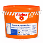 фасадная атмосферостойкая краска Alpina EXPERT Fassadenweiss База3 под колеровку 9 4л 13 4кг белая база для наружных работ